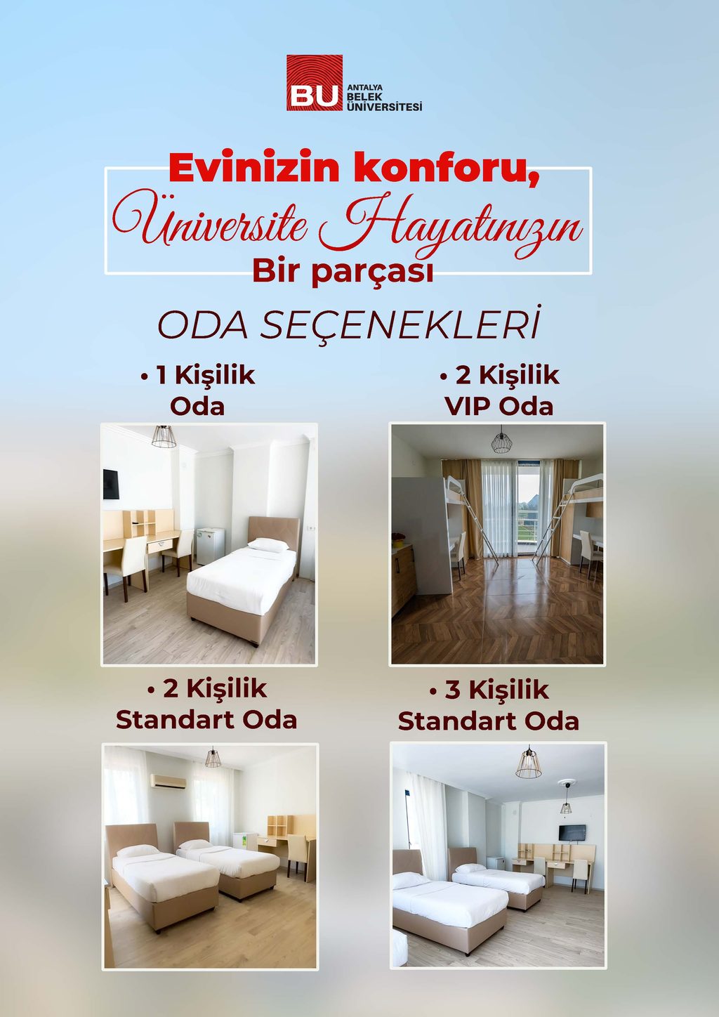 Yurt tanıtım kataloğu 2. sayfa: Oda seçeneklerimiz