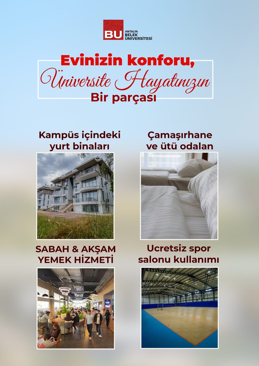 Yurt tanıtım kataloğu 4. sayfa: Yemekhane, çamaşırhane ve spor salonu